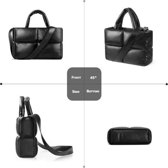 ✨ Epedal24 Crossbody Bag Women Black Puffer Quilted Soft Cotton Leather Handbag